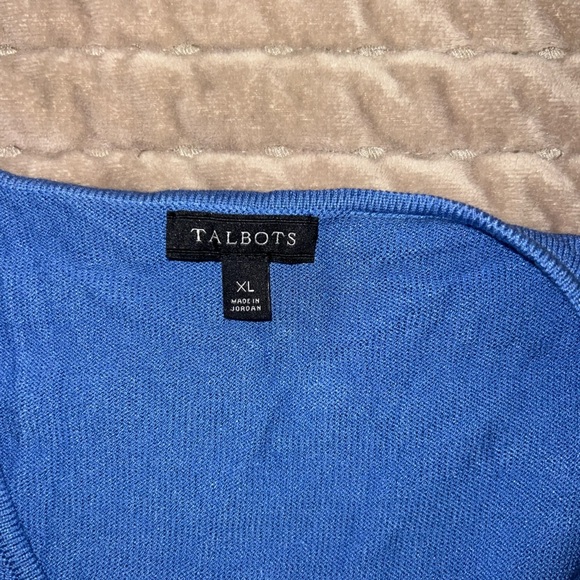 Talbots Blue Sweater Blouse with Ruffle Sleeves - Picture 4 of 5